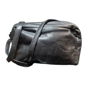 LOEWE Black Buttery Soft Nappa Leather Small Anagram Camera Crossbody Bag Auth